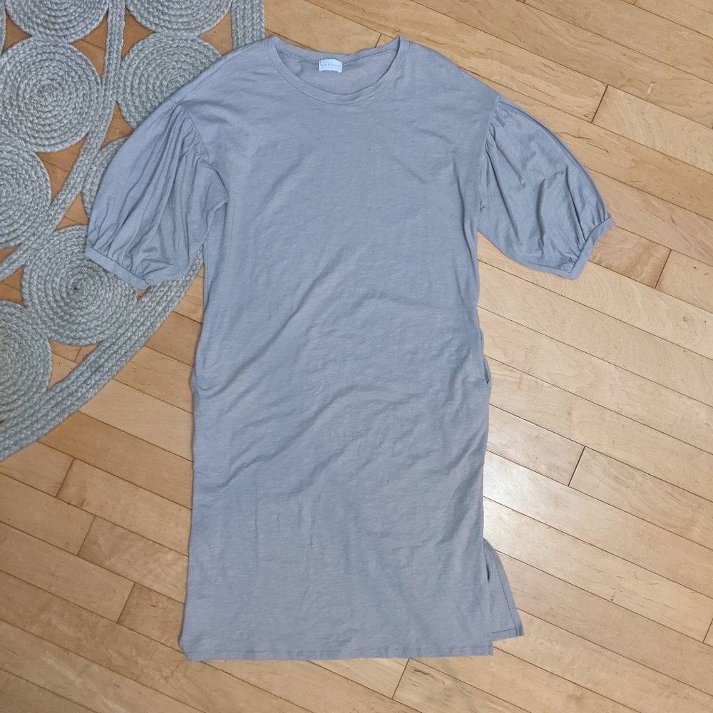 Karlie puff sleeve slub knit t shirt dress